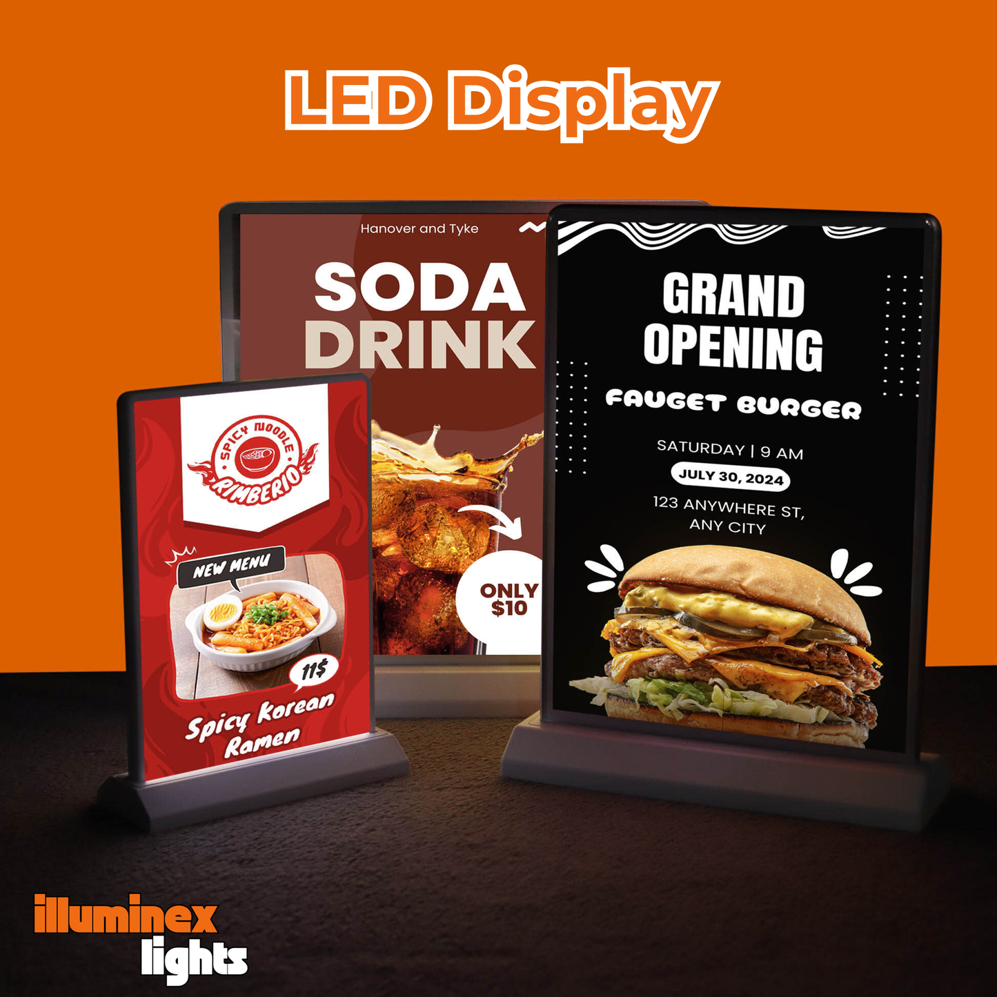 Wiederaufladbarer LED-Display (beidseitig beleuchtet)